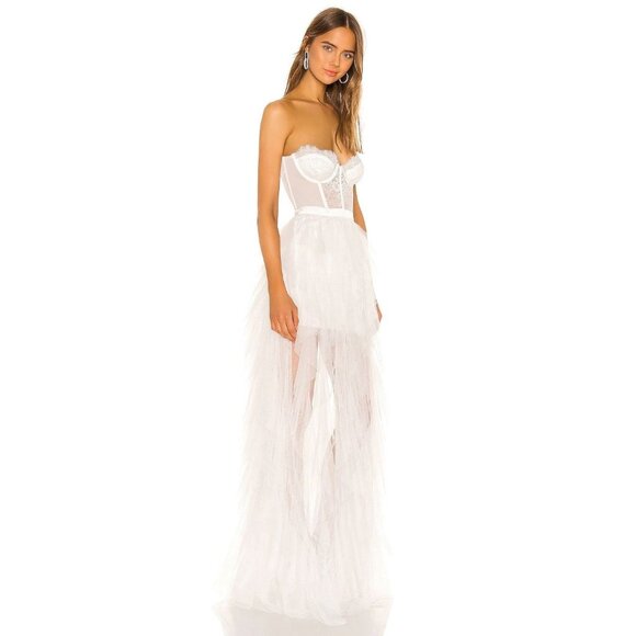 For Love & Lemons X REVOLVE Bustier Gown in White Small New Lace Wedding Dress - Picture 4 of 17